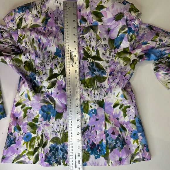 Carlisle Collection Cotton Floral Blazer Purple/blue/white. Lined SZ 10 Like New - Picture 10 of 13